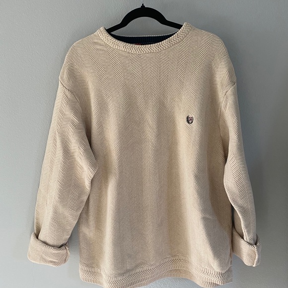 Chaps 100% cotton Thick Crewneck Sweater Cream (L) - Picture 2 of 4